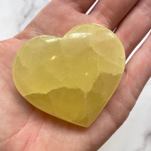 Load image into Gallery viewer, LEMON CALCITE HEART (3) Palmstone The Crystal Avenues 
