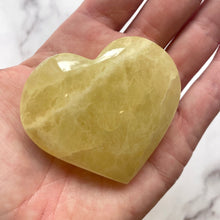 Load image into Gallery viewer, LEMON CALCITE HEART (4) Palmstone The Crystal Avenues 
