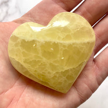 Load image into Gallery viewer, LEMON CALCITE HEART (4) Palmstone The Crystal Avenues 
