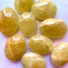 Load image into Gallery viewer, LEMON CALCITE PALM STONE Palmstone The Crystal Avenues 
