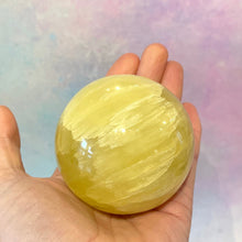 Load image into Gallery viewer, LEMON CALCITE SPHERE (7) Palmstone The Crystal Avenues 
