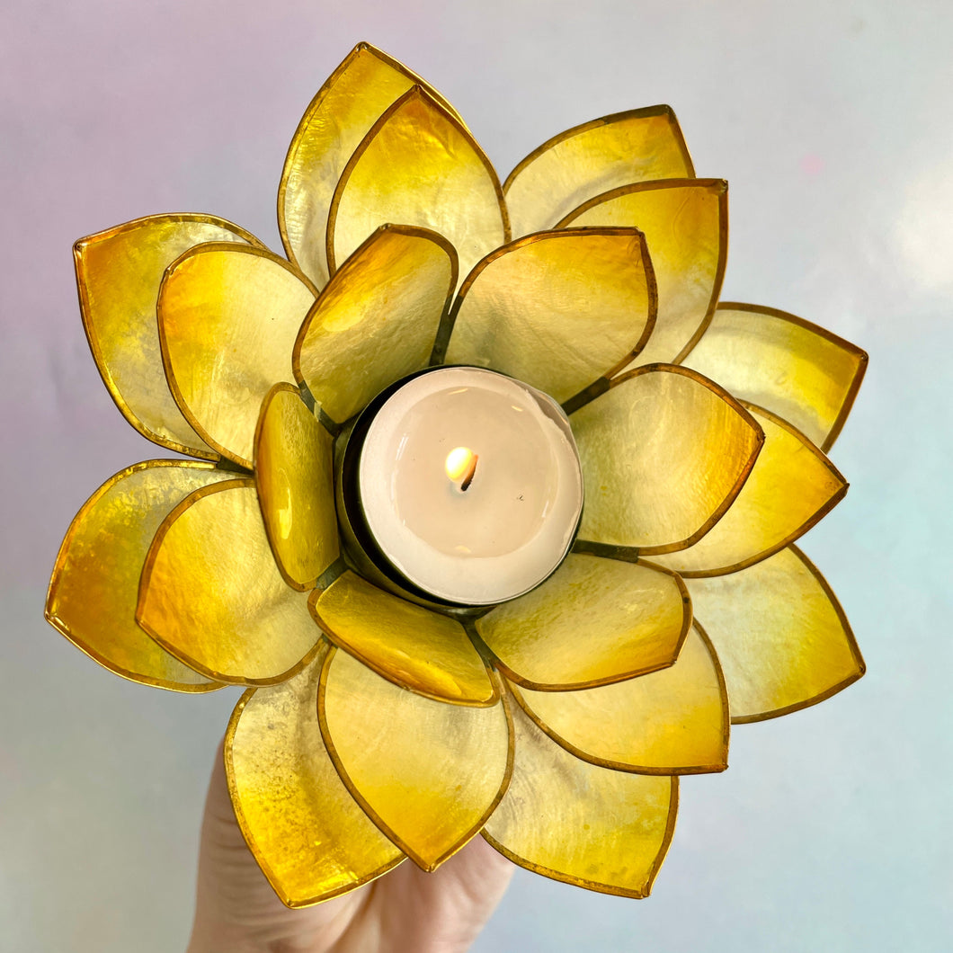 LOTUS FLOWER TEA LIGHT HOLDER - SOLAR PLEXUS CHAKRA Candle holder The Crystal Avenues 