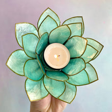 Load image into Gallery viewer, LOTUS FLOWER TEA LIGHT HOLDER - THROAT CHAKRA Candle holder The Crystal Avenues 
