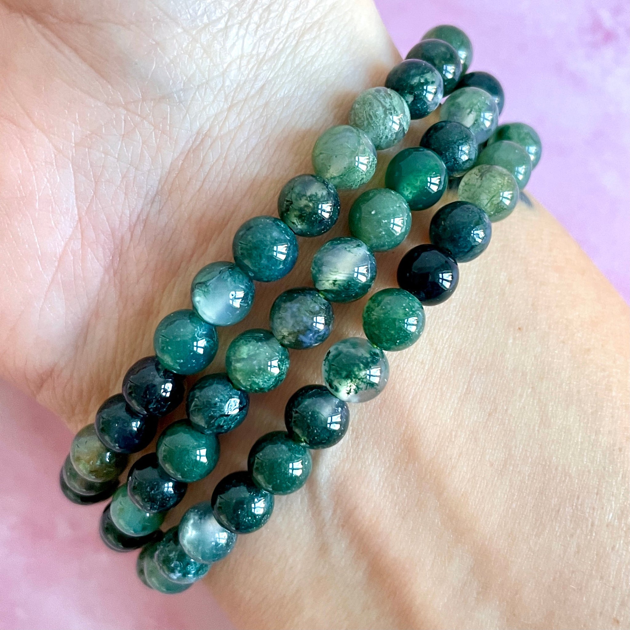 Moss Agate popular Stretch Bracelet