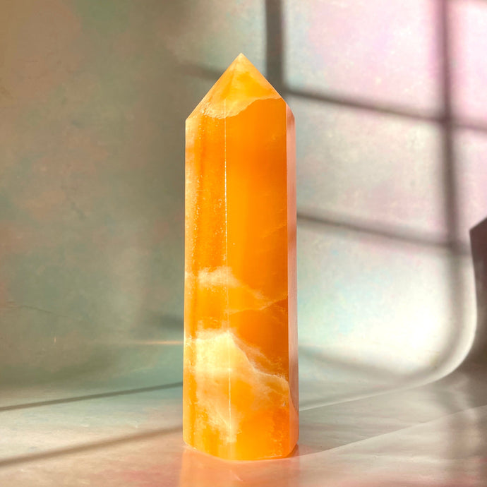 ORANGE CALCITE EXTRA QUALITY TOWER (1) tumble stone The Crystal Avenues 