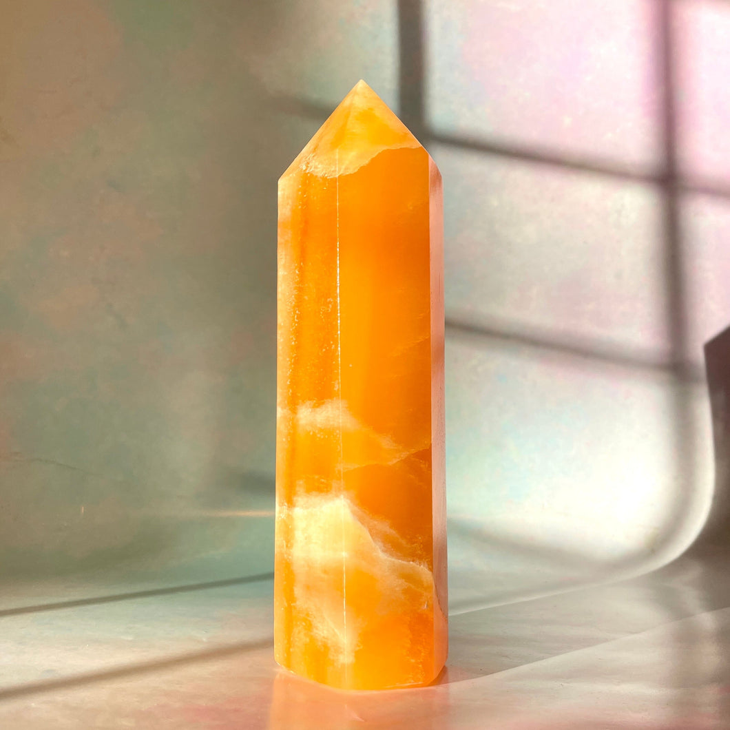 ORANGE CALCITE EXTRA QUALITY TOWER (1) tumble stone The Crystal Avenues 
