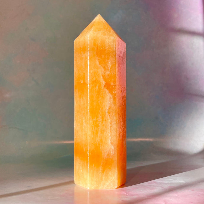 ORANGE CALCITE EXTRA QUALITY TOWER (3) tumble stone The Crystal Avenues 