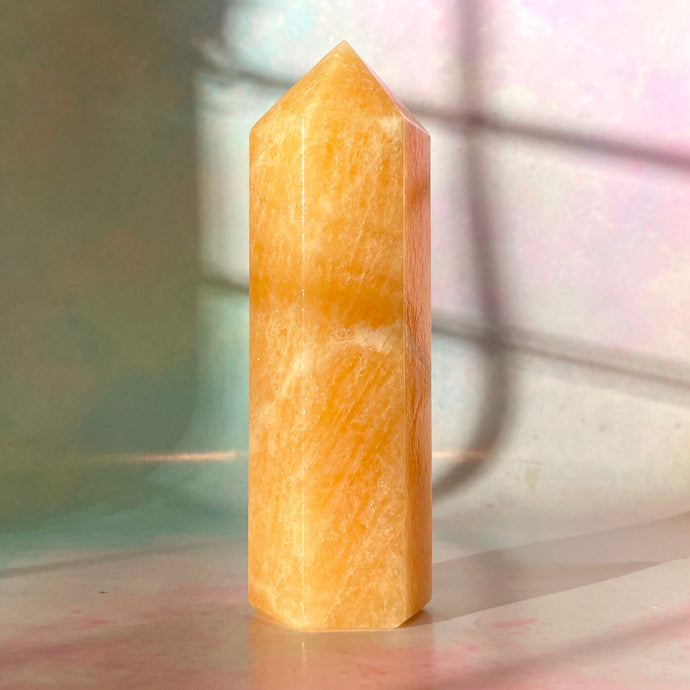 ORANGE CALCITE EXTRA QUALITY TOWER (4) tumble stone The Crystal Avenues 