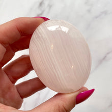 Load image into Gallery viewer, PINK MANGANO CALCITE PALM STONE (1) tumble stone The Crystal Avenues 
