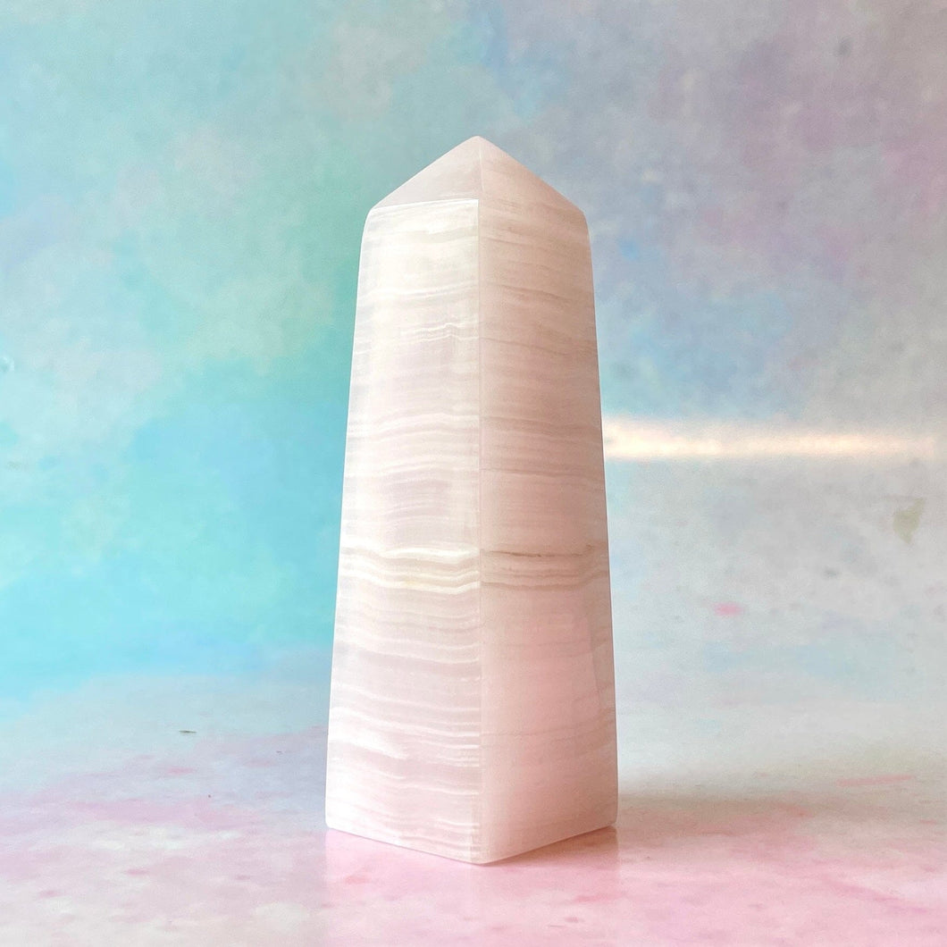 PINK MANGANO CALCITE TOWER (1) tumble stone The Crystal Avenues 
