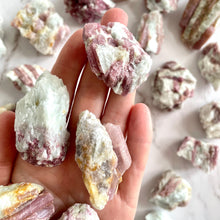 Load image into Gallery viewer, PINK TOURMALINE IN QUARTZ RAW tumble stone The Crystal Avenues 
