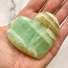 Load image into Gallery viewer, PISTACHIO CALCITE HEART (1) Palmstone The Crystal Avenues 
