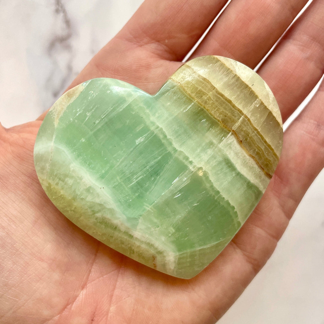 PISTACHIO CALCITE HEART (1) Palmstone The Crystal Avenues 