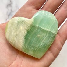 Load image into Gallery viewer, PISTACHIO CALCITE HEART (3) Palmstone The Crystal Avenues 
