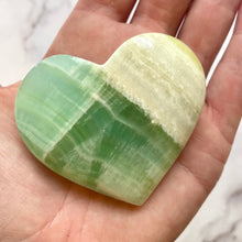 Load image into Gallery viewer, PISTACHIO CALCITE HEART (3) Palmstone The Crystal Avenues 

