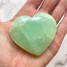 Load image into Gallery viewer, PISTACHIO CALCITE HEART (4) Palmstone The Crystal Avenues 
