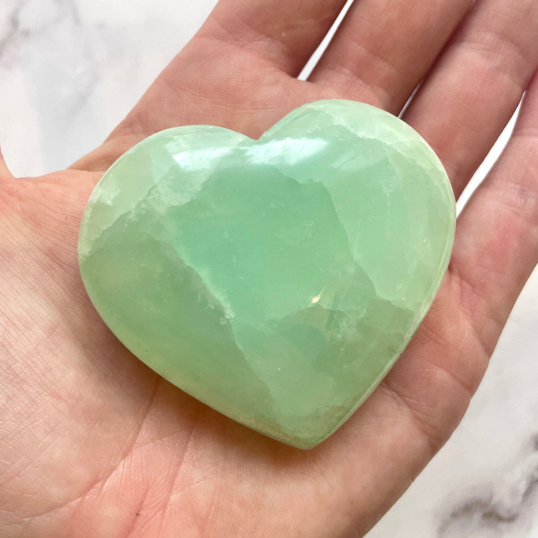 PISTACHIO CALCITE HEART (4) Palmstone The Crystal Avenues 