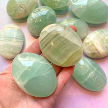 Load image into Gallery viewer, PISTACHIO CALCITE PALM STONE Palmstone The Crystal Avenues 

