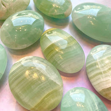 Load image into Gallery viewer, PISTACHIO CALCITE PALM STONE Palmstone The Crystal Avenues 
