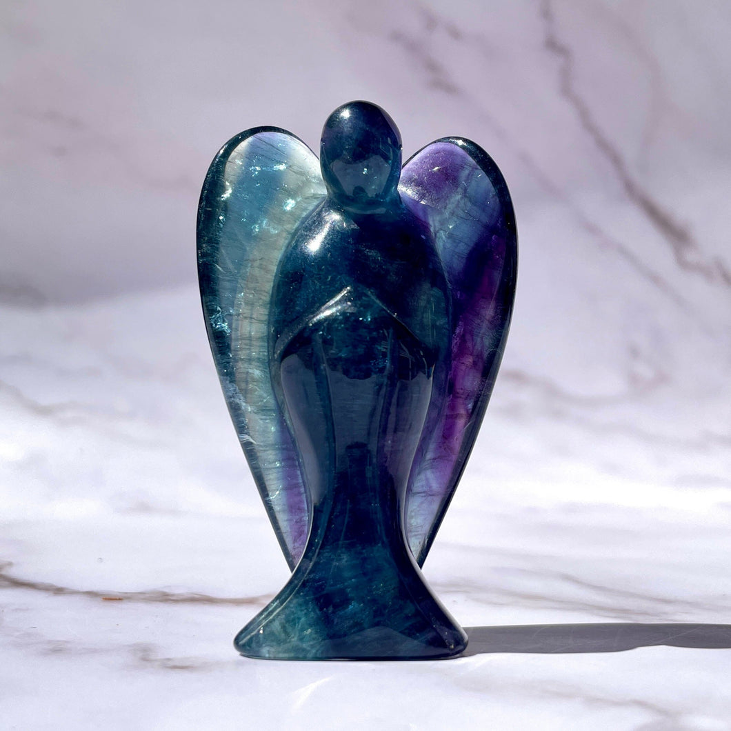 RAINBOW FLUORITE ANGEL - HANDCARVED XL (7) Raw Crystal The Crystal Avenues 
