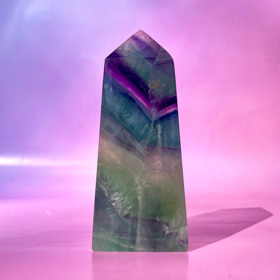 RAINBOW FLUORITE TOWER - EXCLUSIVE (1) The Crystal Avenues 