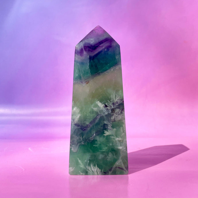 RAINBOW FLUORITE TOWER - EXCLUSIVE (3) The Crystal Avenues 