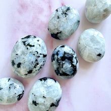 Load image into Gallery viewer, RAINBOW MOONSTONE PALM STONE tumble stone The Crystal Avenues 
