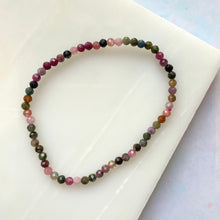 Load image into Gallery viewer, RAINBOW TOURMALINE FACET STRETCH BRACELET Bracelet The Crystal Avenues 

