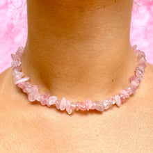 Load image into Gallery viewer, ROSE QUARTZ CHIP CHOKER NECKLACE Bracelet The Crystal Avenues 

