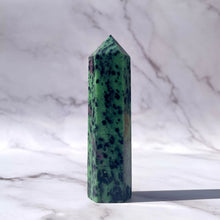 Load image into Gallery viewer, RUBY ZOISITE TOWER (2) tumble stone The Crystal Avenues 
