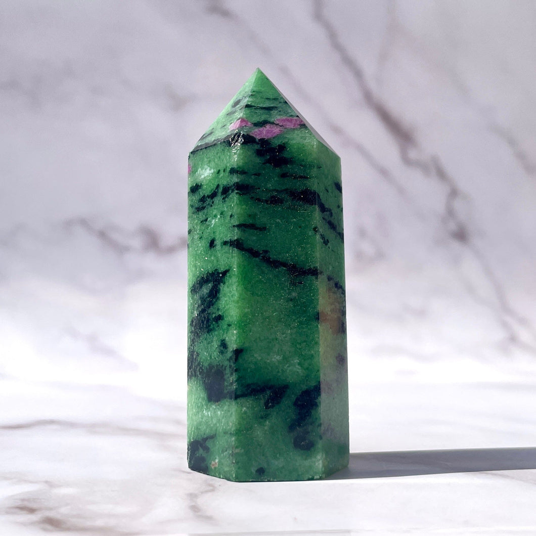 RUBY ZOISITE TOWER (5) tumble stone The Crystal Avenues 