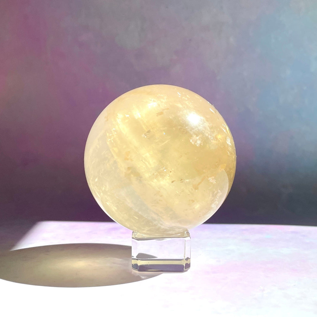 YELLOW OPTICAL CALCITE SPHERE (5) Palmstone The Crystal Avenues 